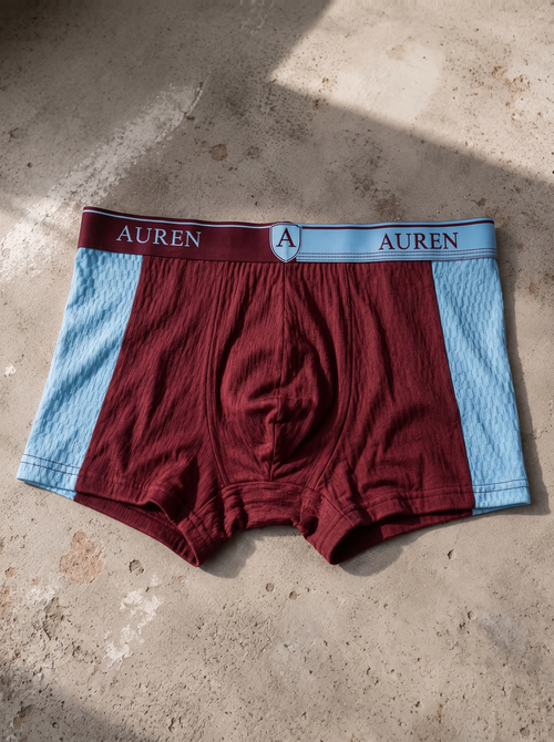 Auren® Sports Taraftar %100 Organik Pamuk Boxer - Bordo Mavi