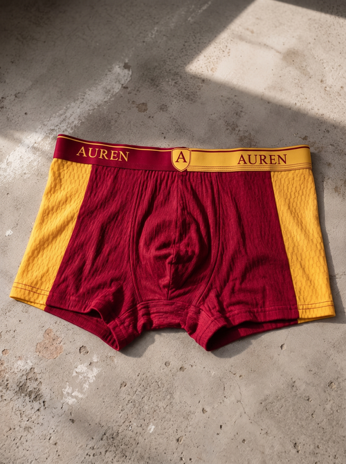 Auren® Sports Taraftar %100 Organik Pamuk Boxer - Sarı Kırmızı